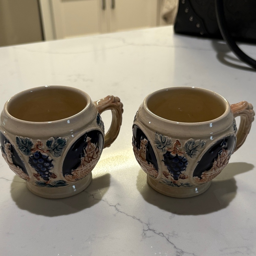 Vintage Ceramic Mugs with Blue and Cream Design German - Picture 2 of 7